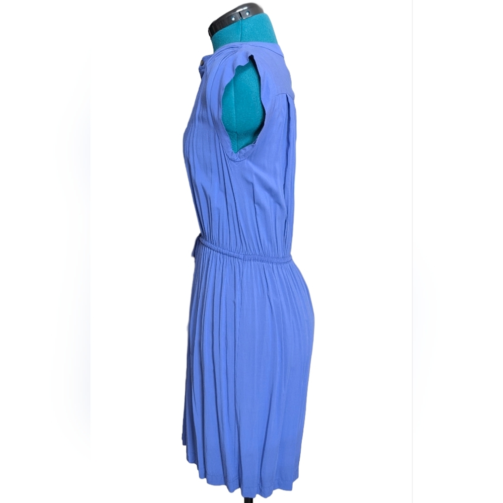 LOFT Button-Front Drawstring Periwinkle Shirt Dre… - image 3